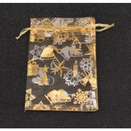 燙金聖誕節網紗袋 (10x14) 婚禮小物 手工皂袋 喜糖袋 糖果袋 束口袋-細節圖3