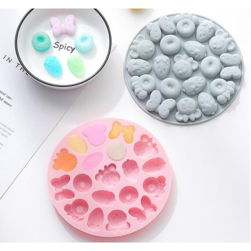 矽膠-迷你小模-草莓甜甜圈 QQ 軟糖 果凍模 巧克力模 黏土手工藝材料 皂中皂