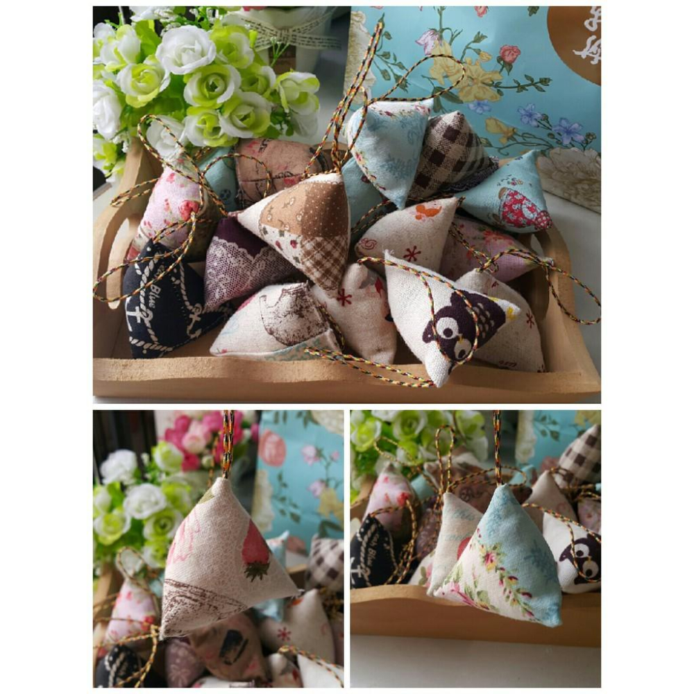 端午節棉麻手作五色繩香包檀香味-三角粽子香包/掛飾/香袋荷包小掛件3入-細節圖3