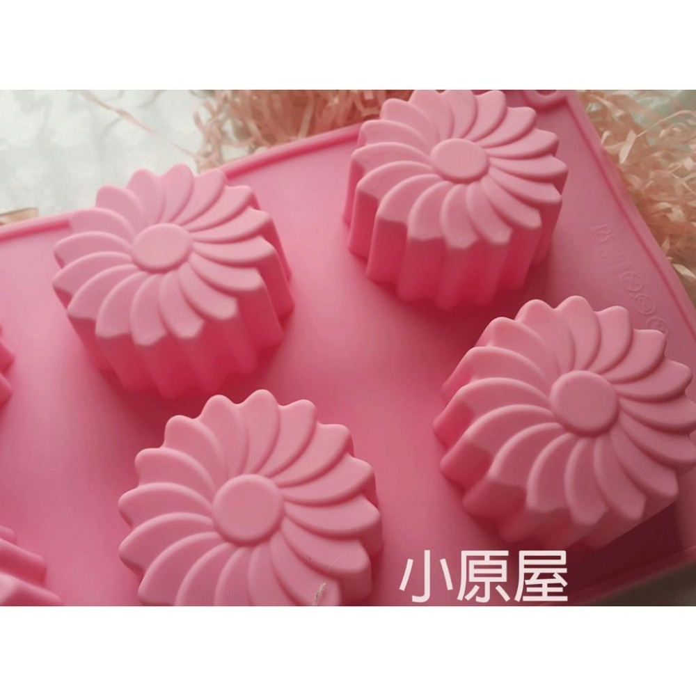 矽膠-6連菊花手工皂模 布丁模 果凍模 巧克力模 黏土手工藝材料-細節圖2