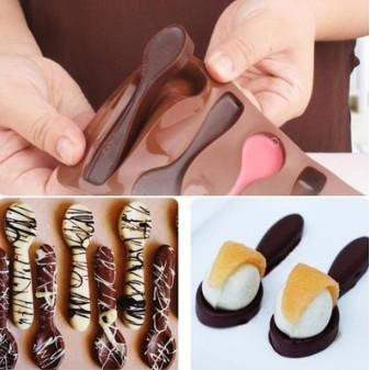 矽膠-6連勺子巧克力模具手工皂模 布丁模 果凍模 巧克力模 黏土手工藝材料 擴香石模