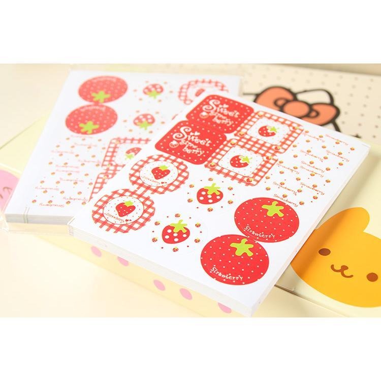 可愛草莓貼紙 封口貼 貼紙 包裝袋 點心盒 烘培貼紙 10張120枚-細節圖2