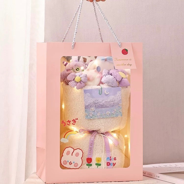 《一鹿有禮 》 台灣現貨  卡通造型花束 編織花 針織花 針織花束 畢業花束  向日葵 玫瑰花 生日 閨蜜 畢業-細節圖3