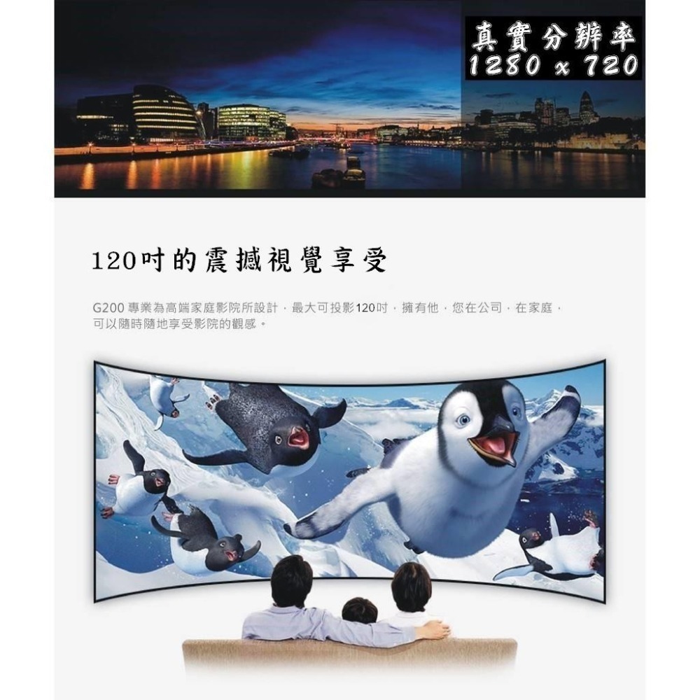 【台灣認證/原廠貨】【 720P HD  2500流明】 投影機  微型投影機   投影機布幕 露營投影機-細節圖7