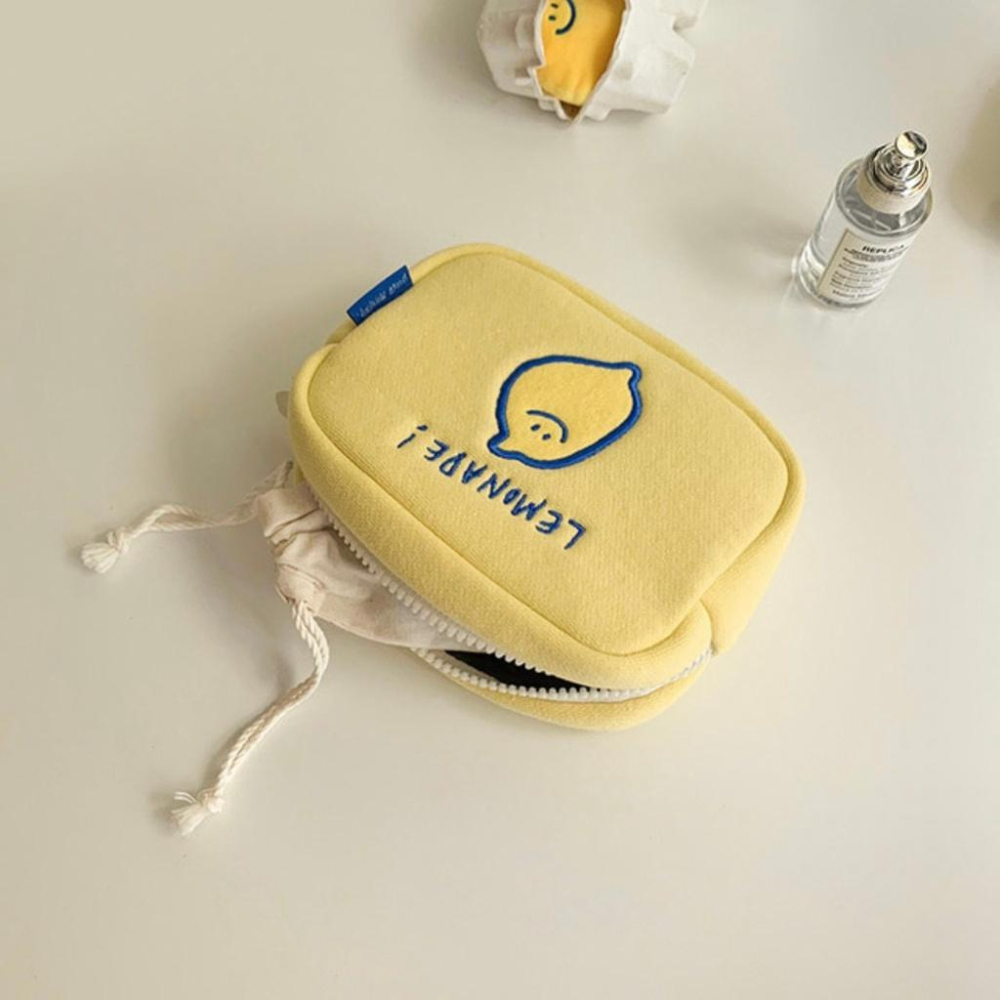 ［現貨］S小姐姐韓國代購🇰🇷韓國文創Second Morning 檸檬 地瓜 刺繡化妝包 收納包 隨身包-細節圖2