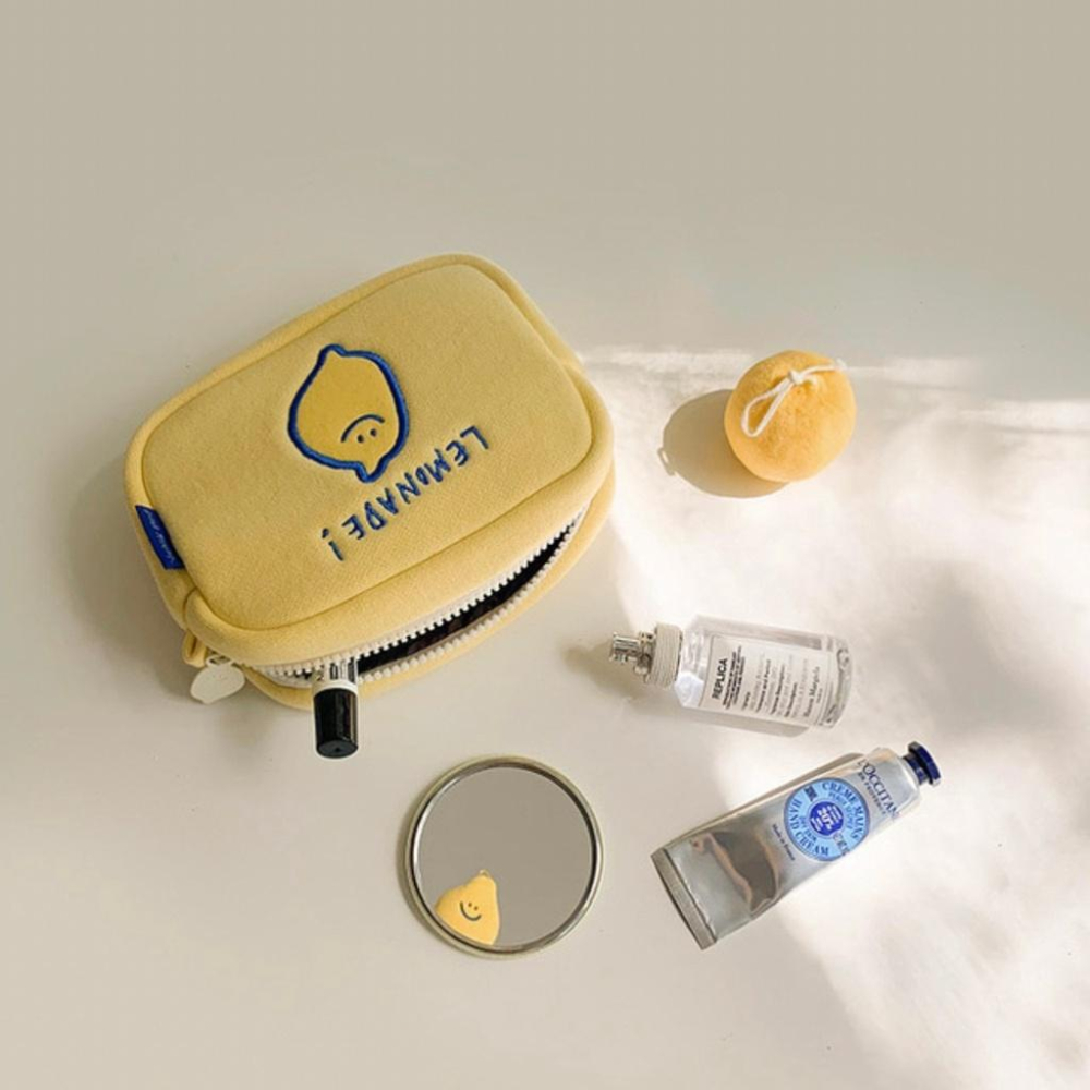 ［現貨］S小姐姐韓國代購🇰🇷韓國文創Second Morning 檸檬 地瓜 刺繡化妝包 收納包 隨身包-細節圖4