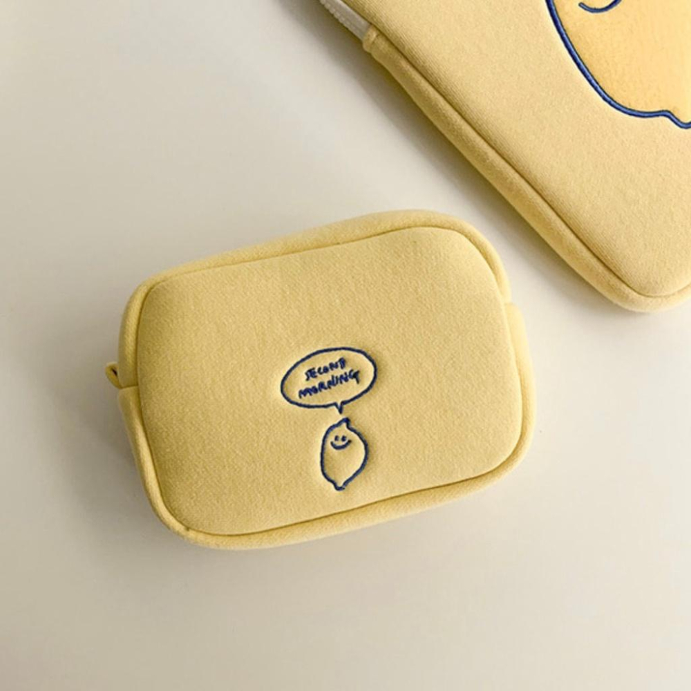 ［現貨］S小姐姐韓國代購🇰🇷韓國文創Second Morning 檸檬 地瓜 刺繡化妝包 收納包 隨身包-細節圖7