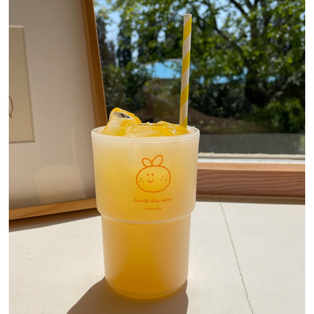 [現貨］韓國代購🇰🇷  韓國文創mumujeju 韓國濟州島 橘子水杯 環保杯 隨身杯 塑膠杯-細節圖6