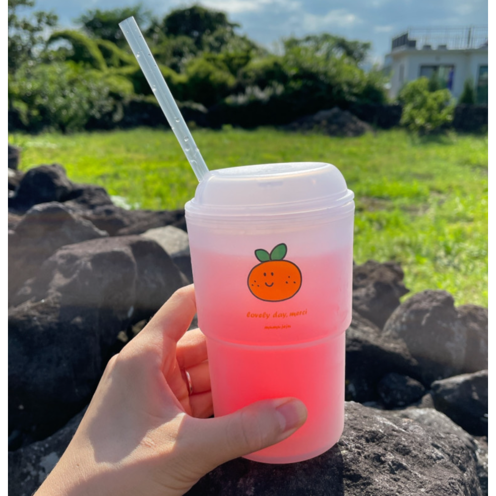 [現貨］韓國代購🇰🇷  韓國文創mumujeju 韓國濟州島 橘子水杯 環保杯 隨身杯 塑膠杯-規格圖9