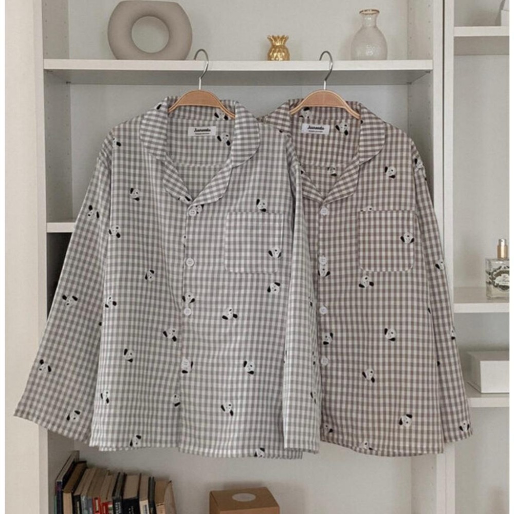 預購｜韓國代購🇰🇷 韓國睡衣品牌 Juuneedu 可愛狗狗格紋睡衣套裝 狗狗睡衣 長袖睡衣 短袖睡衣 居家服-細節圖2