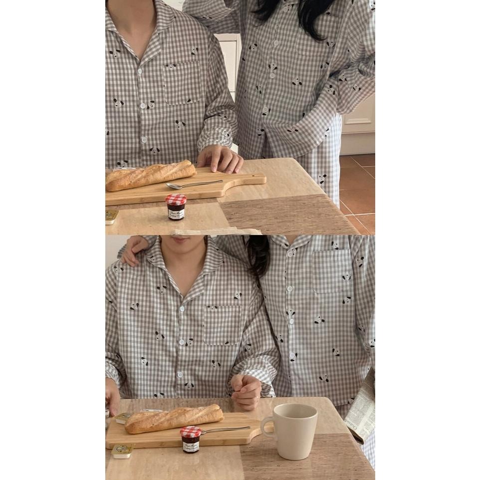 預購｜韓國代購🇰🇷 韓國睡衣品牌 Juuneedu 可愛狗狗格紋睡衣套裝 狗狗睡衣 長袖睡衣 短袖睡衣 居家服-細節圖4
