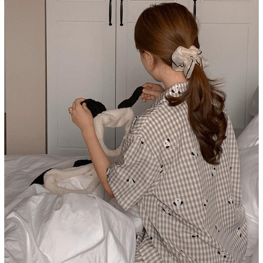 預購｜韓國代購🇰🇷 韓國睡衣品牌 Juuneedu 可愛狗狗格紋睡衣套裝 狗狗睡衣 長袖睡衣 短袖睡衣 居家服-細節圖7