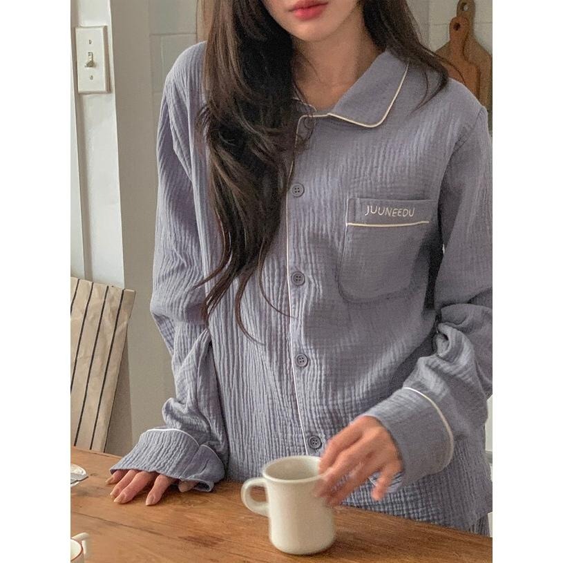 預購｜韓國代購🇰🇷 韓國睡衣品牌 Juuneedu 棉質睡衣套裝 長袖睡衣 居家服 三色-細節圖7