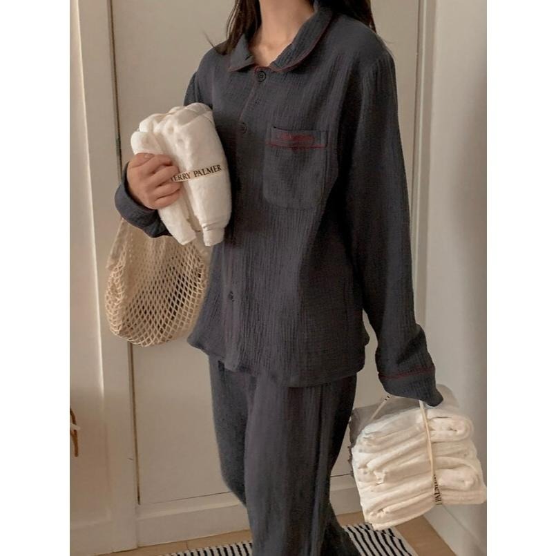 預購｜韓國代購🇰🇷 韓國睡衣品牌 Juuneedu 棉質睡衣套裝 長袖睡衣 居家服 三色-細節圖8