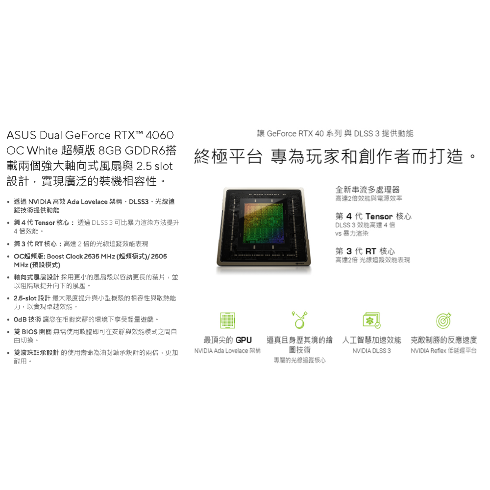 ~ASUS 華碩 Dual RTX 4060 OC White 超頻版 RTX4060 8GB GDDR6 顯示卡 白色-細節圖2