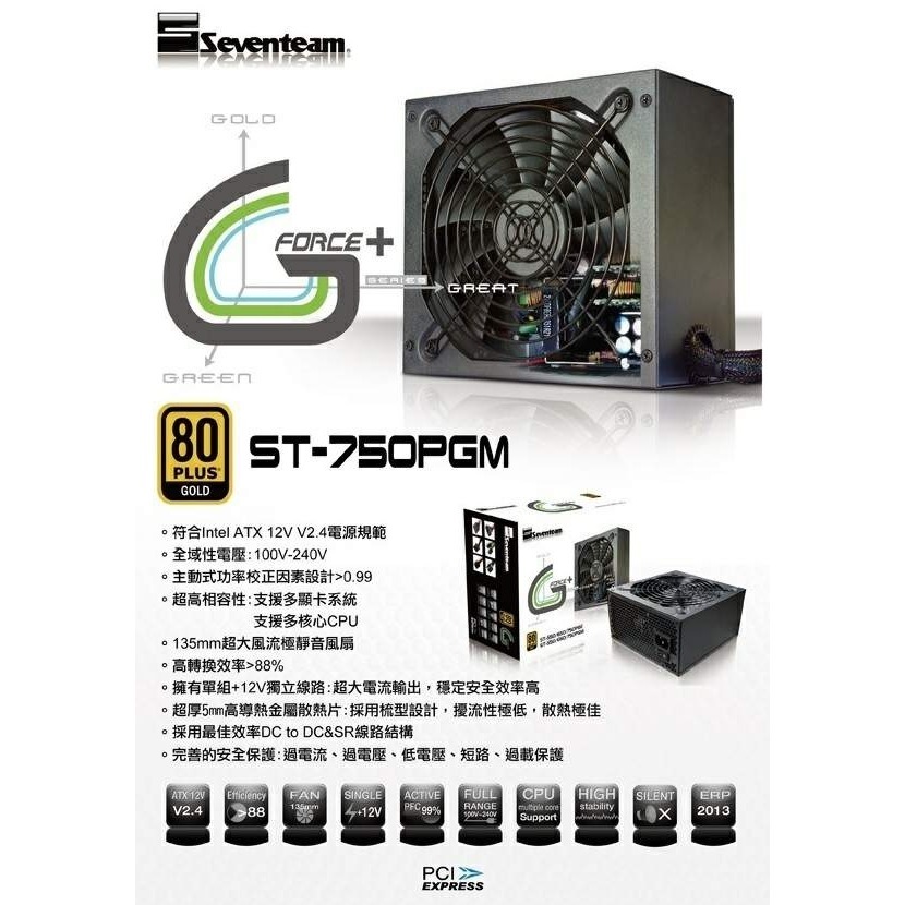 ~Seventeam 七盟 750W ST-650PGM ST-750PGM E80+金牌 電源供應器 RTX4070-細節圖2