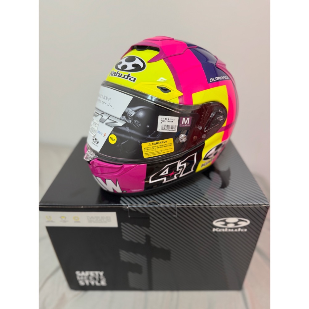 🔥現貨只有一頂🔥  OGK F17 選手彩繪 Alex-2 紫黃 MotoGP 大E 全罩式 MFJ日本認-細節圖5