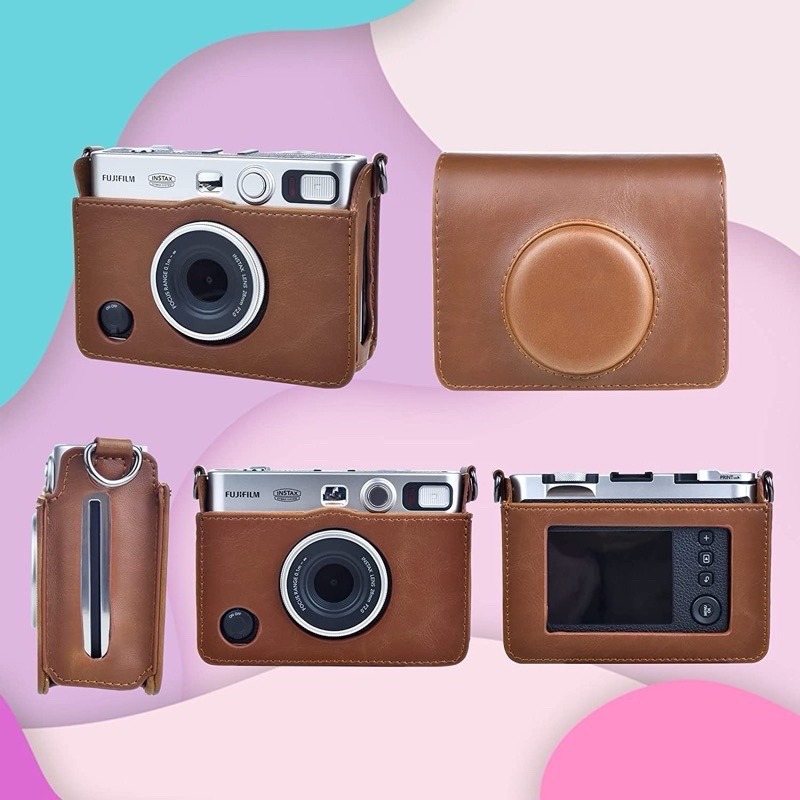 🌈現貨🌈 instax Mini EVO 復古相機包 水晶殼 透明殼 復古皮套 側背包 收納包-細節圖7