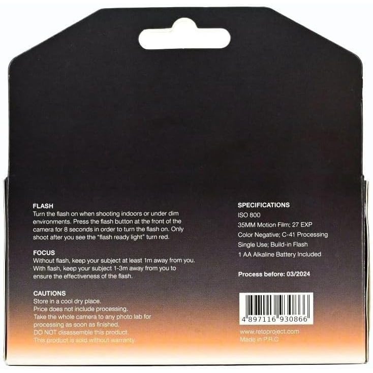 【限時購】現貨 RETO Amber 800 35mm 拋棄式 底片相機（鎢絲燈）TUNGSTEN 一次性相機 冷藍色系-細節圖4
