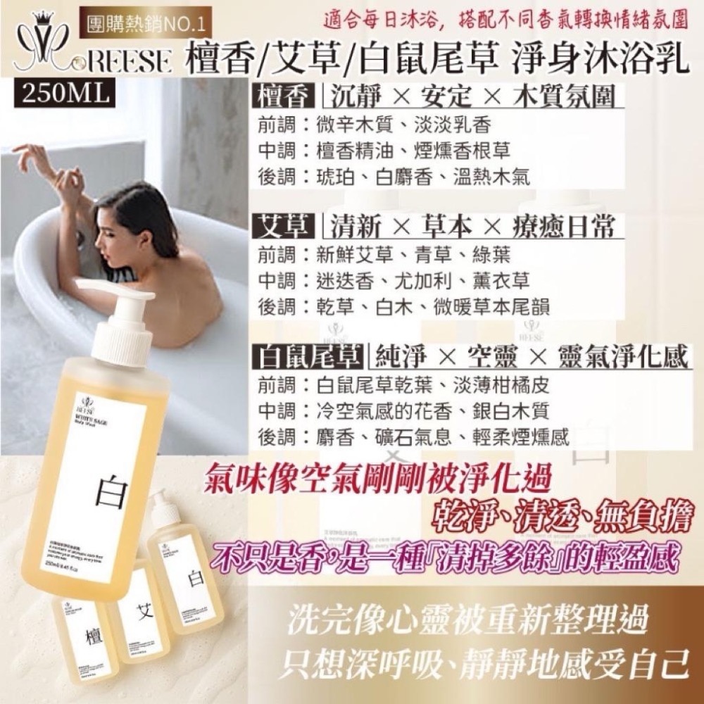 現貨商品 RESEE檀香／艾草沐浴乳250ml-細節圖2