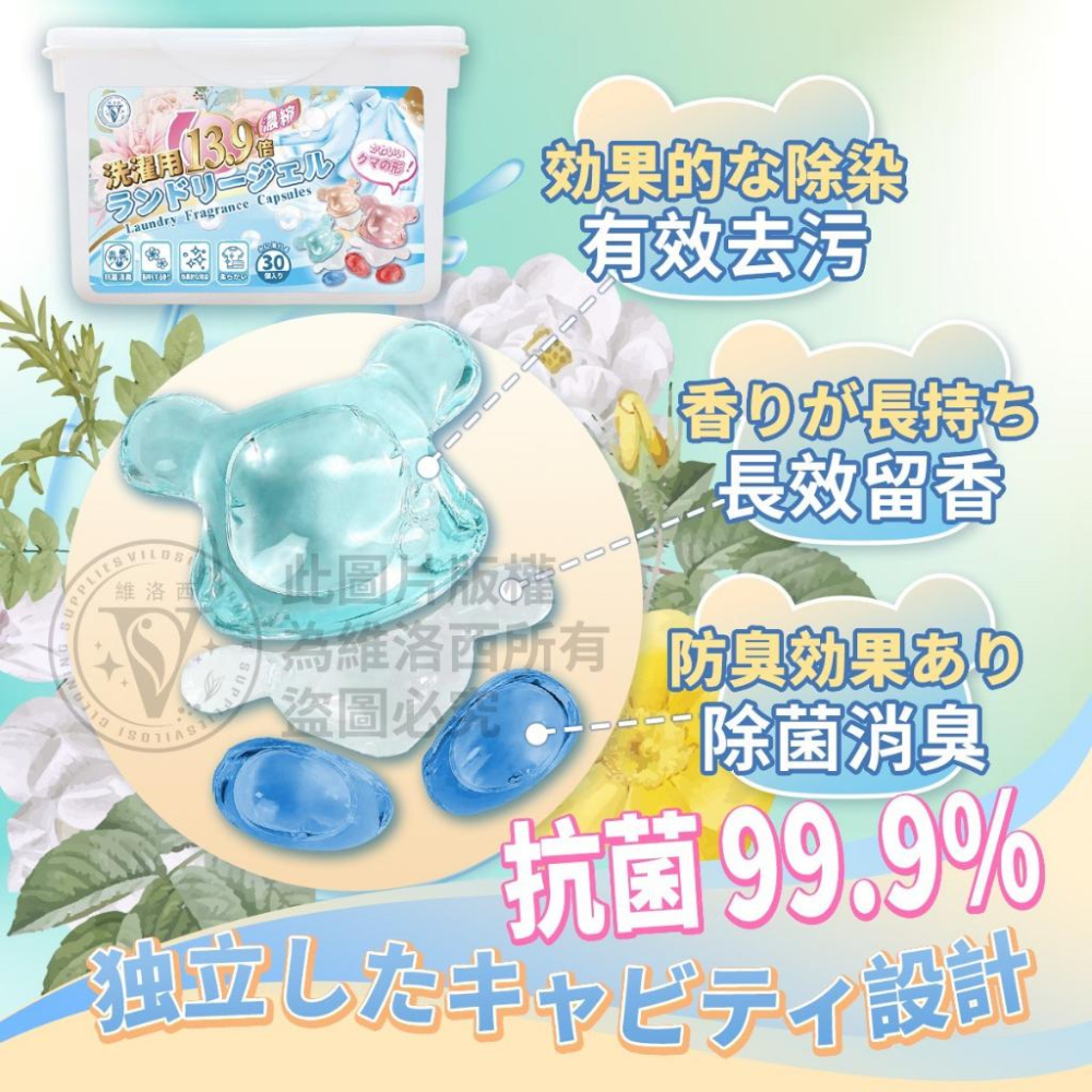 【現貨商品 快速出貨】VILOSI 維洛西 波利熊 13.9倍 超濃縮 洗衣膠囊 香水級香氛 強效清潔 長效留香 洗衣球-細節圖4