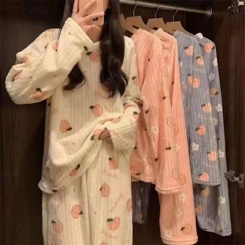 【現貨商品 快速出貨】仙女暖暖套裝 睡衣套裝 珊瑚絨 暖暖服 居家套裝 加厚 寬松 居家服 休閒套裝 網紅 睡衣套裝-細節圖2