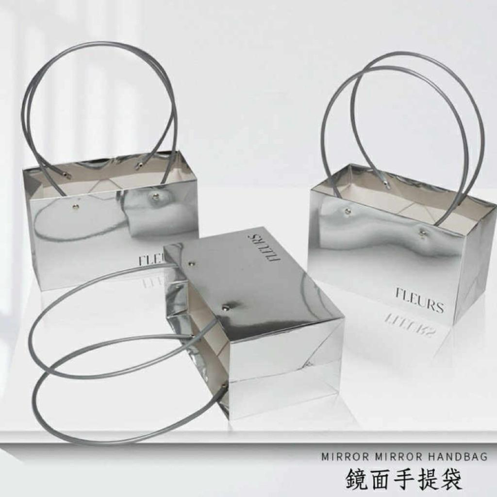【現貨商品 快速出貨】花袋 鏡面手提袋-細節圖3