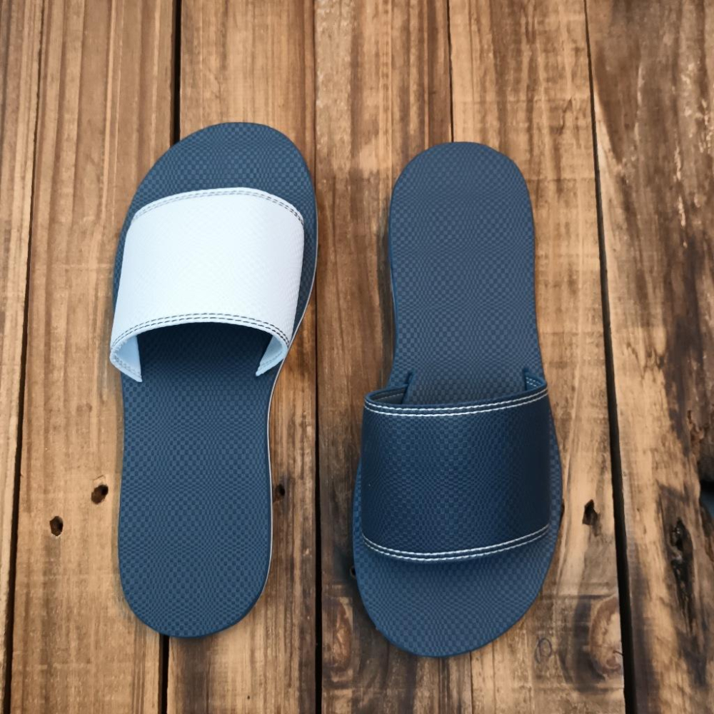 【雅鉑-無印】82406-2 藍/白 簡約風室內拖鞋 交叉室內拖鞋 超輕止滑拖鞋-細節圖2