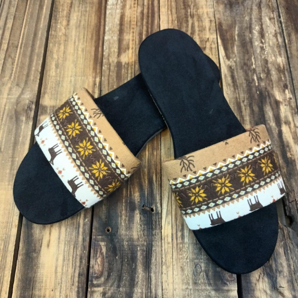 【雅鉑-無印】12403-3 咖迷鹿/黑 運動風室內拖鞋 格紋一字拖鞋 室內止滑拖鞋-細節圖3