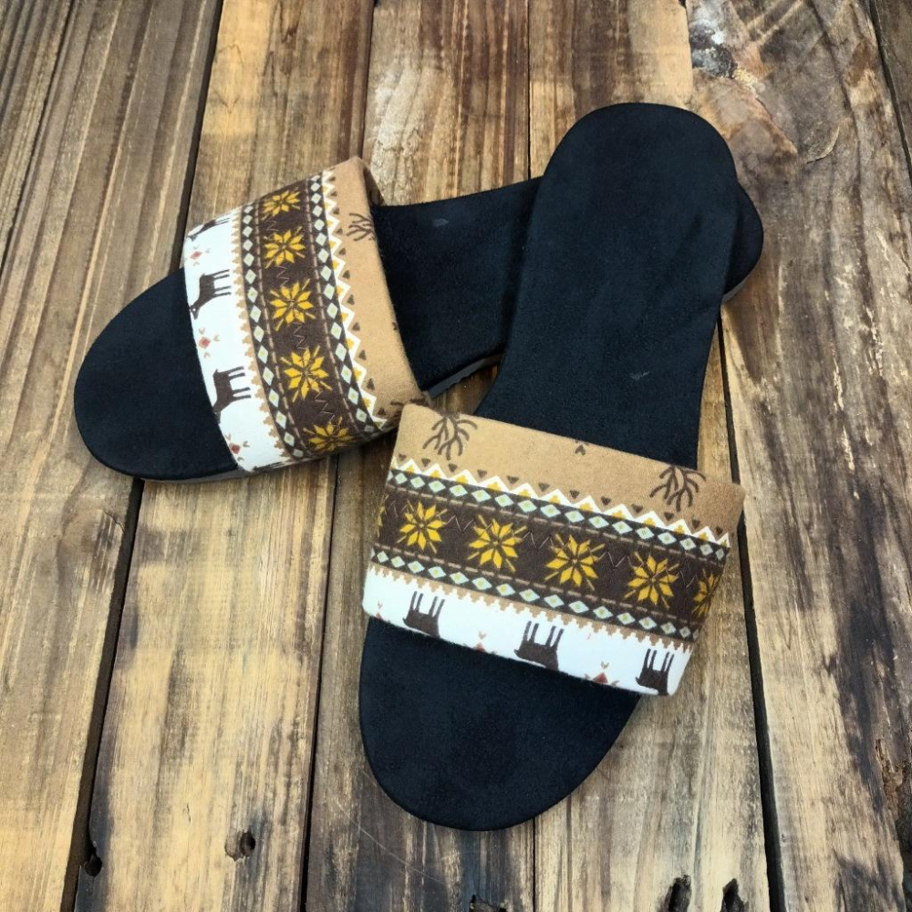 【雅鉑-無印】12403-3 咖迷鹿/黑 運動風室內拖鞋 格紋一字拖鞋 室內止滑拖鞋-細節圖4