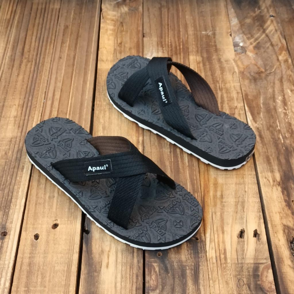 【APAUL 雅鉑】22408 黑與灰/白底  雅鉑紋拖鞋 寬版拖鞋 交叉拖鞋 橡膠拖鞋-細節圖5