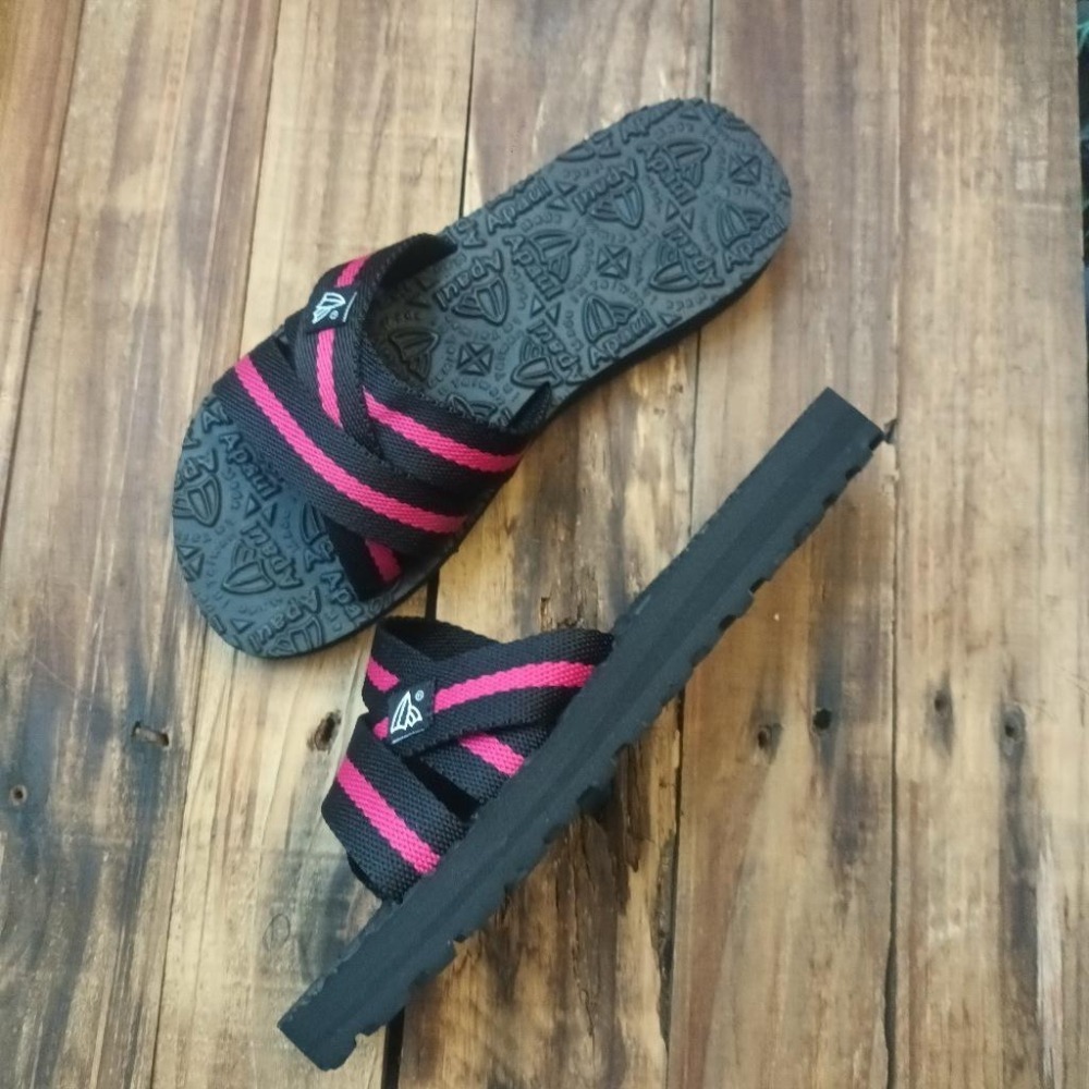 【APAUL 雅鉑】11703 桃/黑 女 韓系拖鞋 手作交錯涼拖鞋 橡膠止滑拖鞋 旅遊外出拖鞋-細節圖3