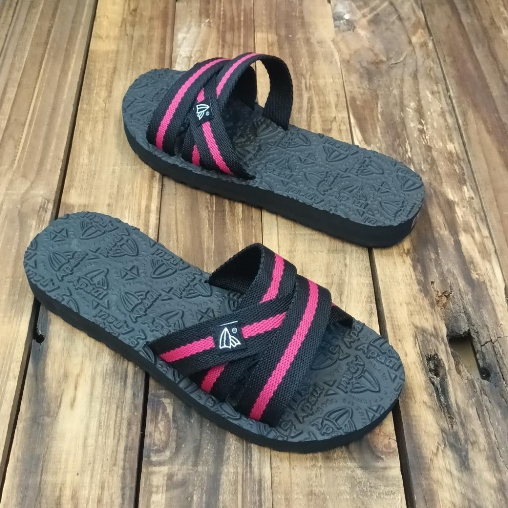 【APAUL 雅鉑】11703 桃/黑 女 韓系拖鞋 手作交錯涼拖鞋 橡膠止滑拖鞋 旅遊外出拖鞋-細節圖4