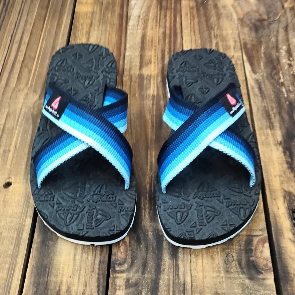 【APAUL 雅鉑】22406-2 藍漸層/黑/白 經典雅鉑紋拖鞋 寬版交叉拖鞋-細節圖2