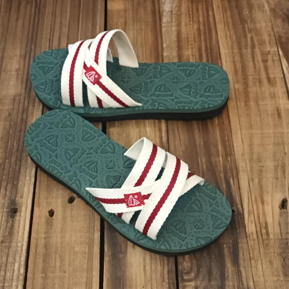 【APAUL 雅鉑】11703-米/綠 女韓系拖鞋 手作交錯橡膠拖鞋 輕鬆外出拖鞋 新配色-細節圖2