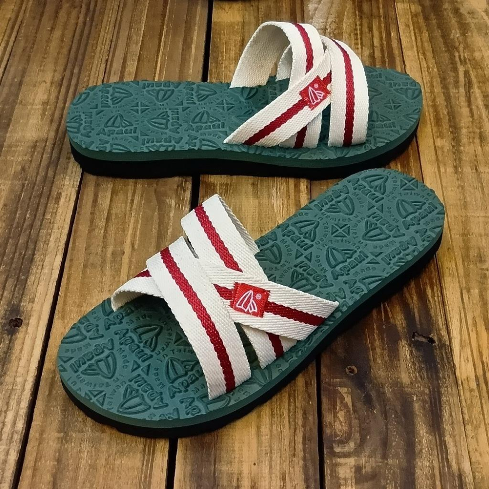 【APAUL 雅鉑】11703-米/綠 女韓系拖鞋 手作交錯橡膠拖鞋 輕鬆外出拖鞋 新配色-細節圖5