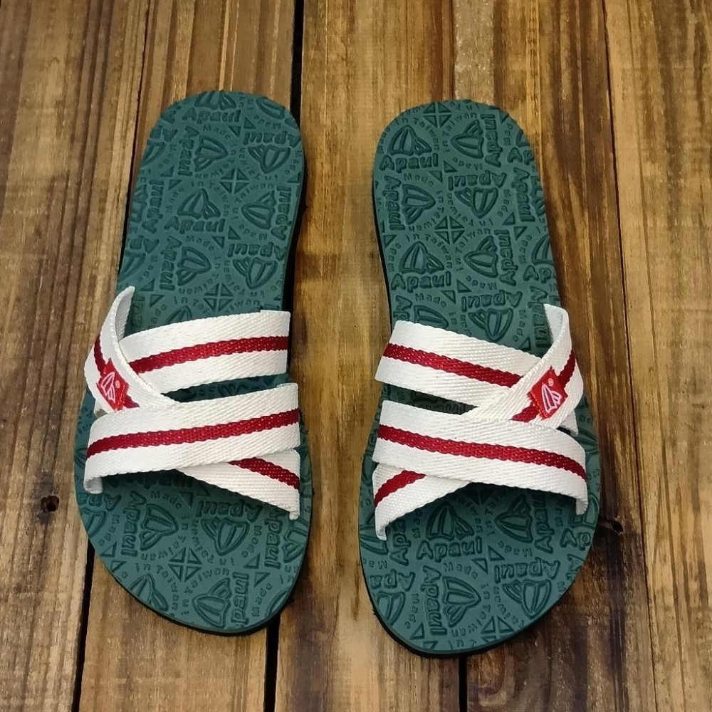 【APAUL 雅鉑】11703-米/綠 女韓系拖鞋 手作交錯橡膠拖鞋 輕鬆外出拖鞋 新配色-細節圖6