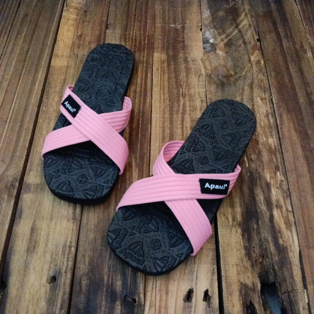 【APAUL 雅鉑】22501-3 黑底/多色 雅鉑紋拖鞋 交叉拖鞋 親子橡膠拖鞋 超級止滑拖鞋-細節圖2