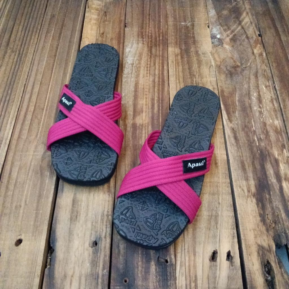 【APAUL 雅鉑】22501-3 黑底/多色 雅鉑紋拖鞋 交叉拖鞋 親子橡膠拖鞋 超級止滑拖鞋-細節圖3