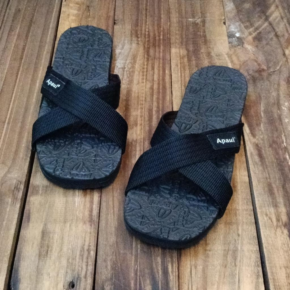 【APAUL 雅鉑】22501-3 黑底/多色 雅鉑紋拖鞋 交叉拖鞋 親子橡膠拖鞋 超級止滑拖鞋-細節圖5