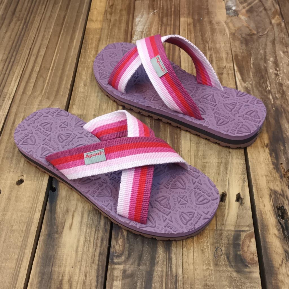 【APAUL 雅鉑】22406-4 桃漸層/紫 經典雅鉑紋拖鞋 寬版交叉拖鞋-細節圖2