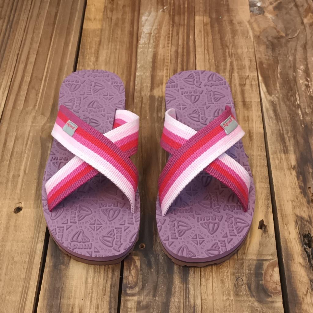 【APAUL 雅鉑】22406-4 桃漸層/紫 經典雅鉑紋拖鞋 寬版交叉拖鞋-細節圖3