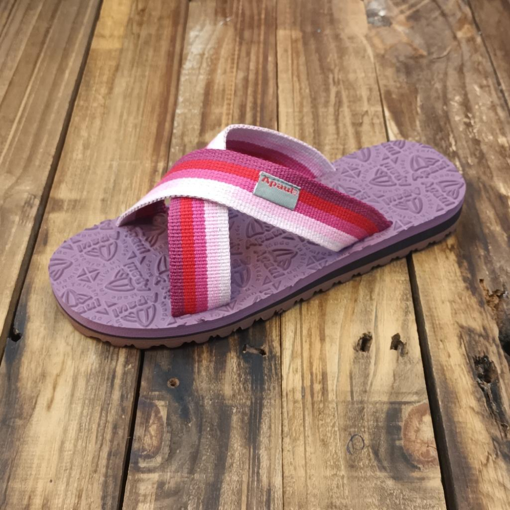 【APAUL 雅鉑】22406-4 桃漸層/紫 經典雅鉑紋拖鞋 寬版交叉拖鞋-細節圖4