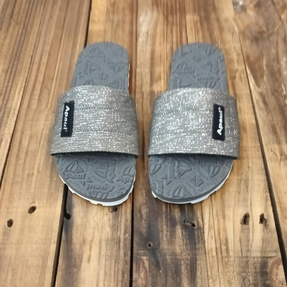 【APAUL 雅鉑】12405 灰/灰/白底  經典雅鉑紋拖鞋 寬版一字拖鞋 橡膠質感室內拖鞋 旅行拖鞋-細節圖2