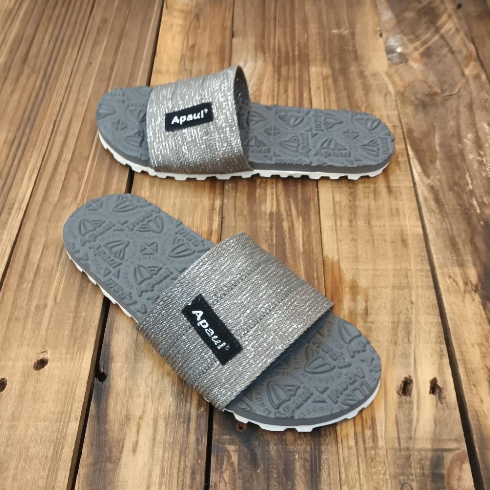 【APAUL 雅鉑】12405 灰/灰/白底  經典雅鉑紋拖鞋 寬版一字拖鞋 橡膠質感室內拖鞋 旅行拖鞋-細節圖4