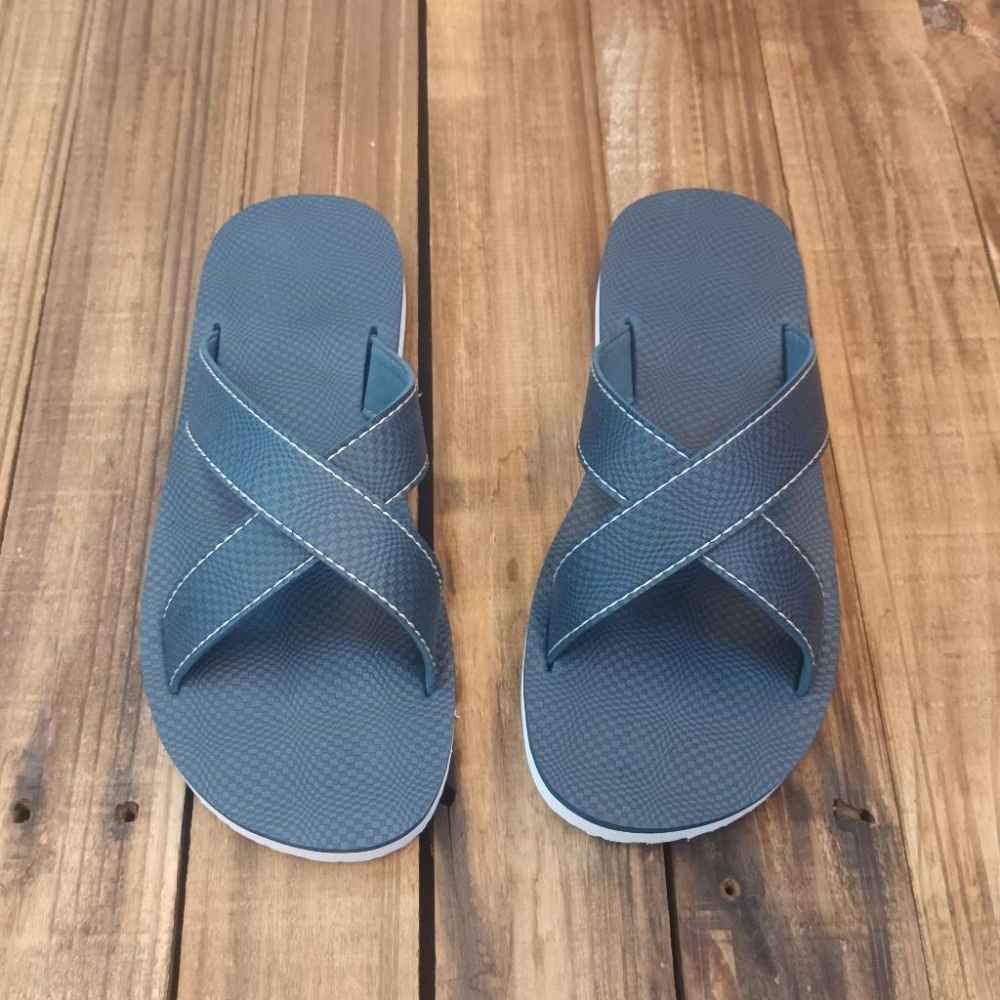 【雅鉑-無印】82402-4 藍/白厚底 簡約風室內拖鞋 交叉室內拖鞋 超輕止滑拖鞋-細節圖2