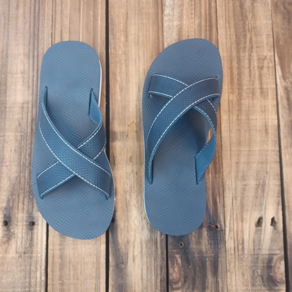 【雅鉑-無印】82402-4 藍/白厚底 簡約風室內拖鞋 交叉室內拖鞋 超輕止滑拖鞋-細節圖3