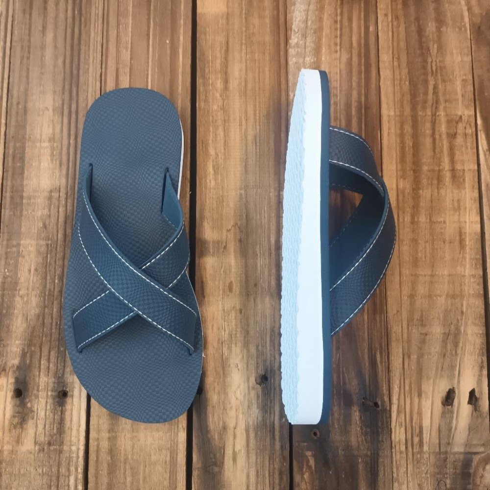 【雅鉑-無印】82402-4 藍/白厚底 簡約風室內拖鞋 交叉室內拖鞋 超輕止滑拖鞋-細節圖4