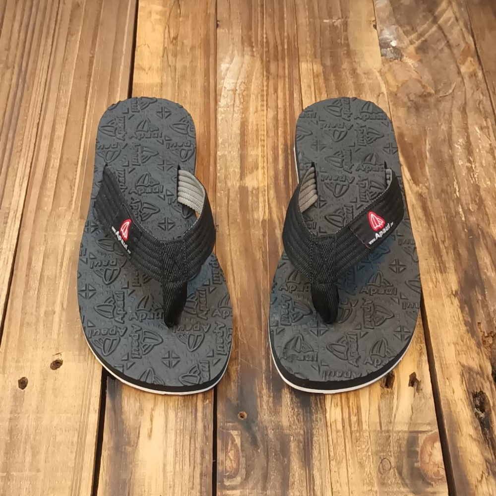 【APAUL 雅鉑】32308 黑/黑/白底 雅鉑紋夾腳拖 橡膠加厚拖鞋 低調男女夾腳拖鞋-細節圖2