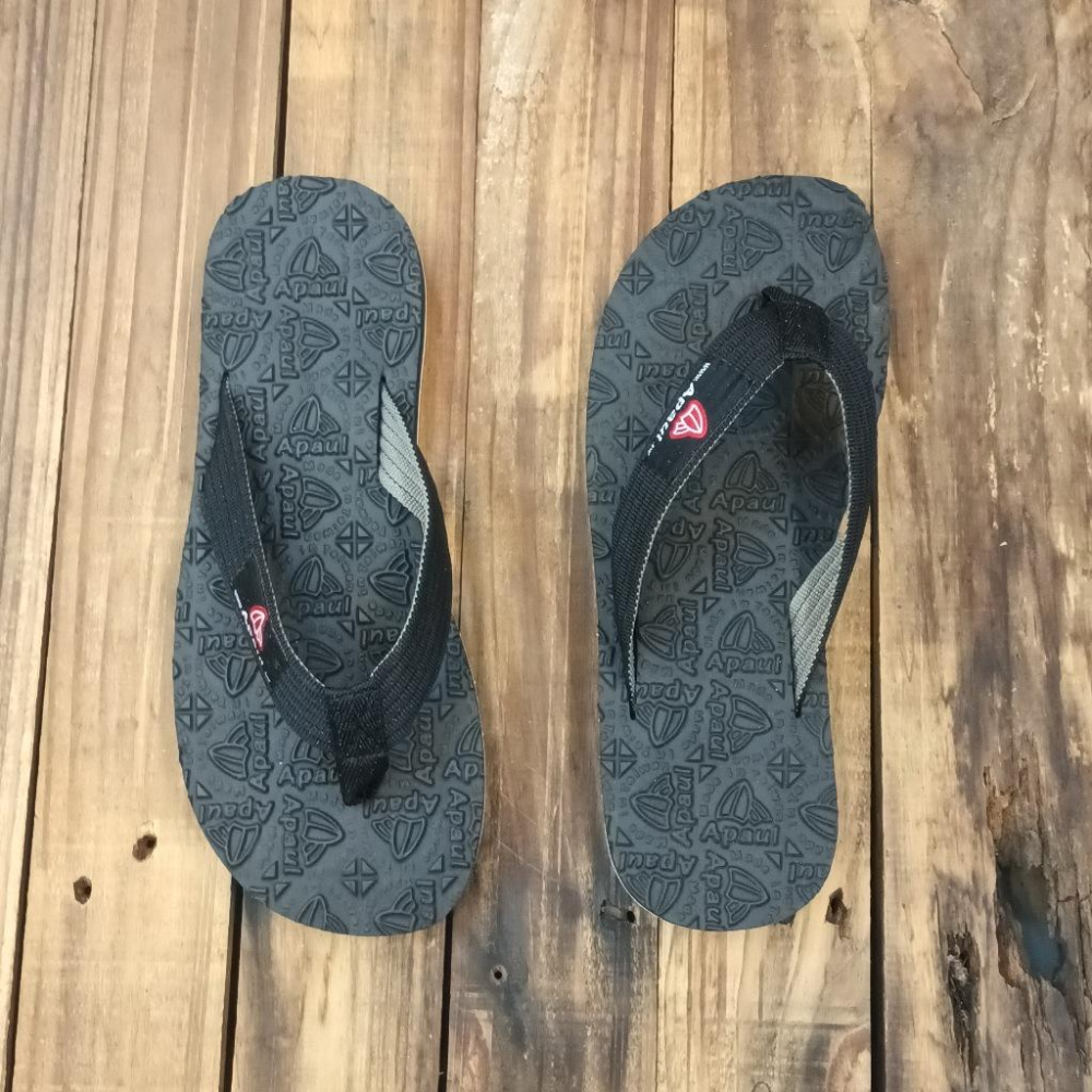 【APAUL 雅鉑】32308 黑/黑/白底 雅鉑紋夾腳拖 橡膠加厚拖鞋 低調男女夾腳拖鞋-細節圖3